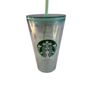 Starbucks Clear Acrylic Cold Cup Grande 16oz Tumbler Mermaid Siren Green Straw